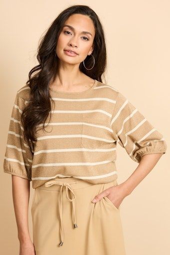 G-Maxx Genoveva Top Kint Camel Wool