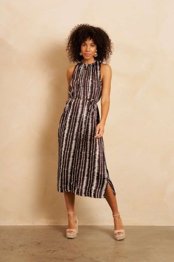 Lofty Manner Rox Dress Brown Stripe