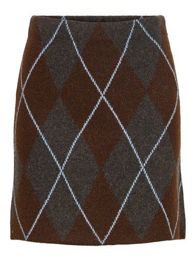 Vila Argyle Skirt 14119460 D. Grey Coffee