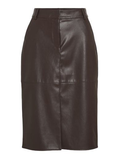 Vila Dagmar Coated Skirt Coffee Bean