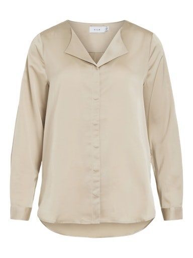Vila Ellette satin shirt Cement