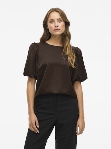 Vila ViEllette Satin Top Coffeee Bean