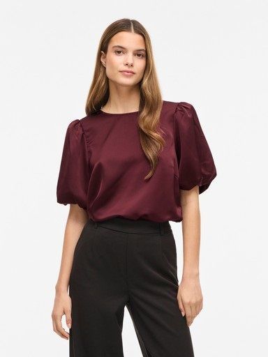 Vila ViEllette Satin Top Port Royale