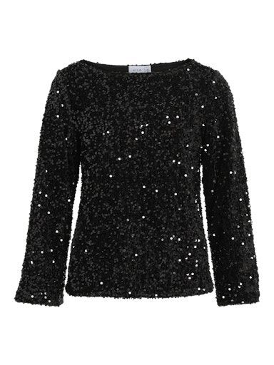 Vila Faith Sequin top Black
