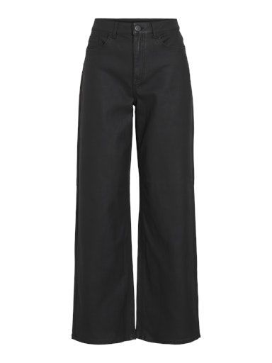 Vila Freya Coated Wide Pants Black