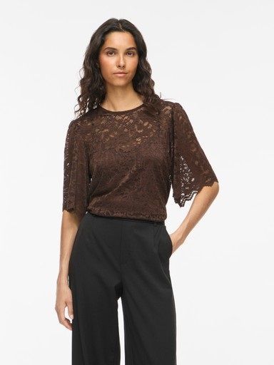 Vila Stacia lace Top Coffee Bean