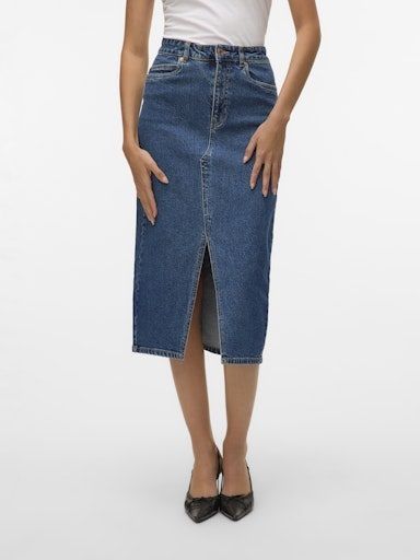 Vero Moda Veri Skirt Med Blue denim