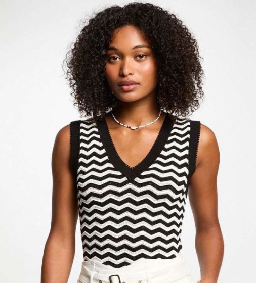 Morgan Musha Top Noir Off White