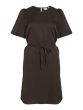 Vila Ellette satin Dress Coffee Bean
