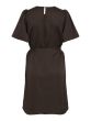 Vila Ellette satin Dress Coffee Bean