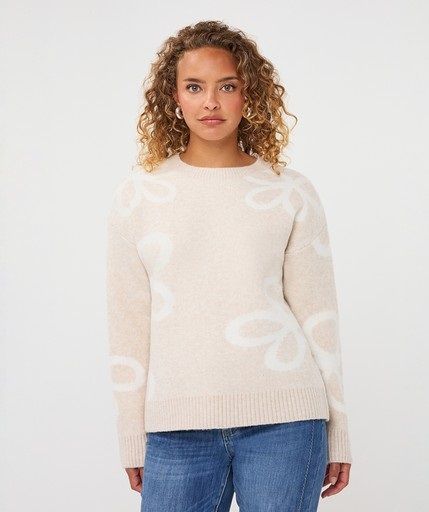 EsQualo 02505 Intarsia Sweater Biscuit