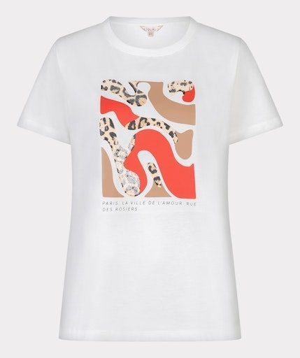 EsQualo 05014 T-Shirt Off White Chili Red