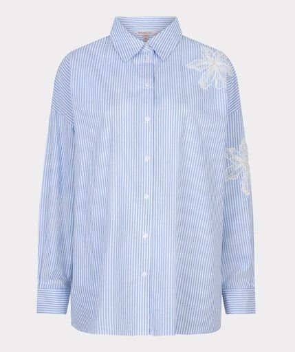 EsQualo 14028 Blouse Stripe Blue White