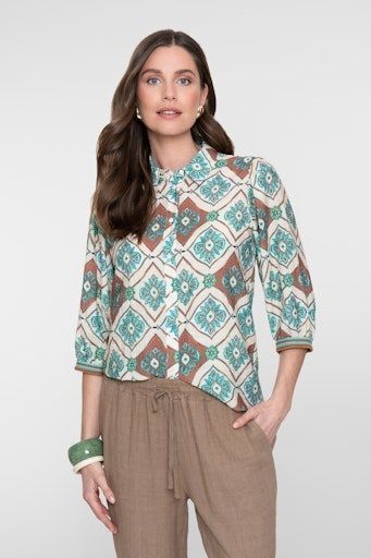 Geisha 63453 Blouse Aqua Camel